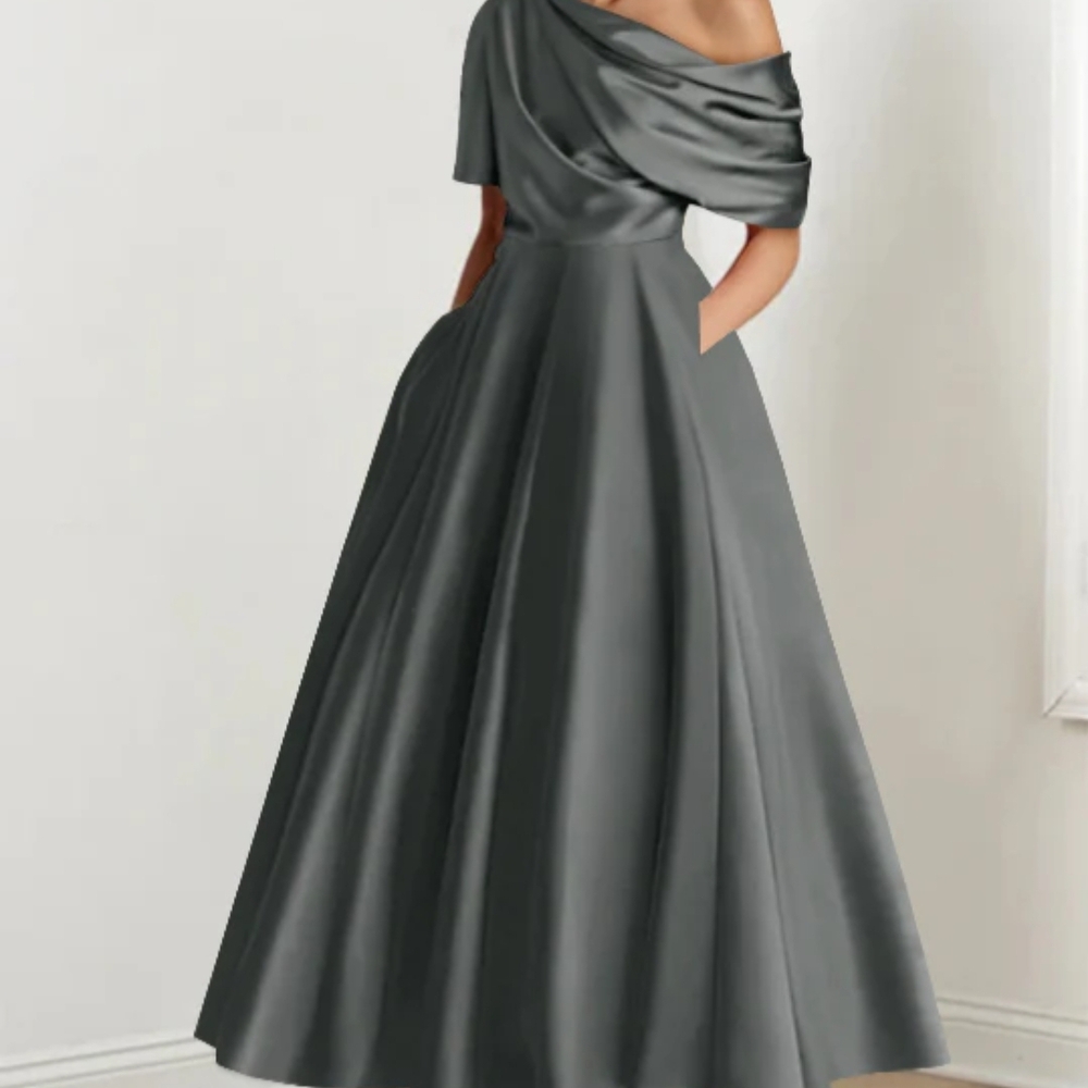 Gray One Shoulder Asymmetrical Gown for Prom